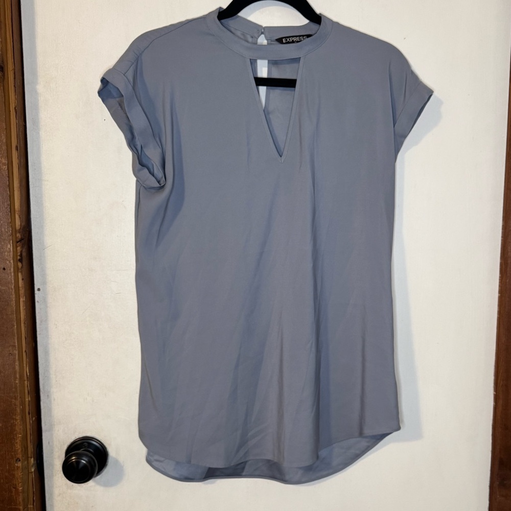 Express Slate Blue Women's Short Sleeve Top